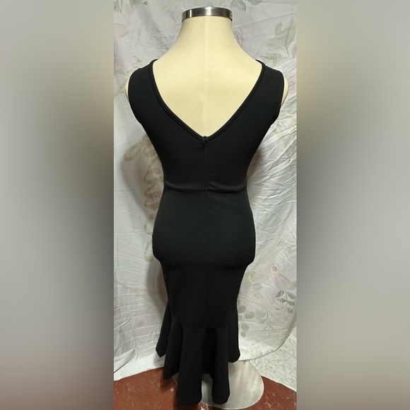 Bodycon Dress Straps Sleeveless Slim Midi Mermaid Cocktail Ruffle Hem Dress - Picture 2 of 7